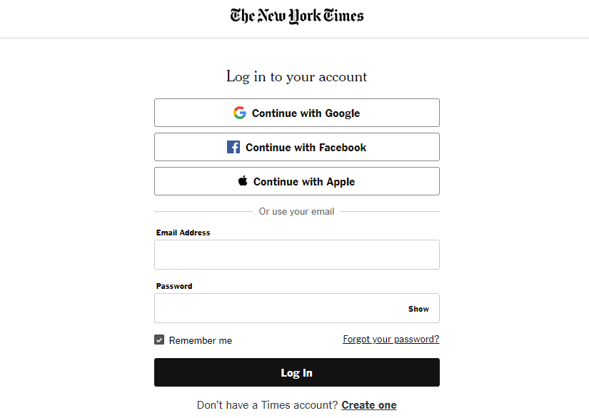 New York Times Login