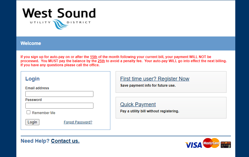 west sound utility login