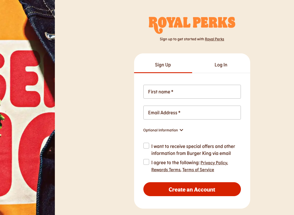 burgerking rewards sign up